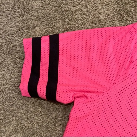 BEBE Sport Hot Pink Mesh Jersey Short Sleeve Hip Hop Street Size 3X Loose Baggy - Picture 6 of 12